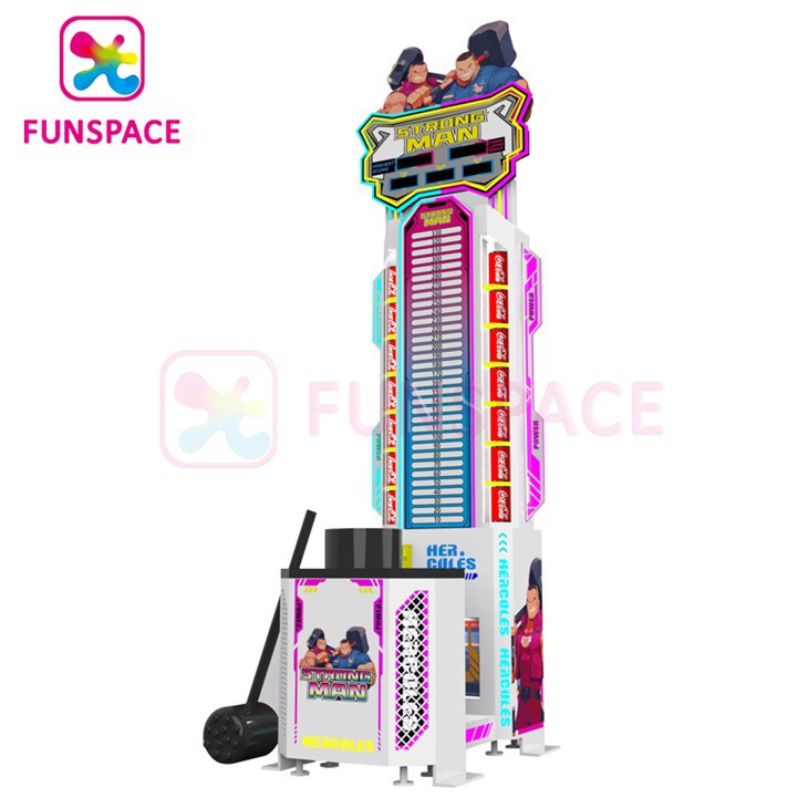 Strong Man Hammer Arcade Game Machine With Drink Bonus